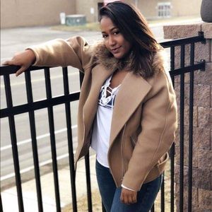 Tan Jacket with fur collar